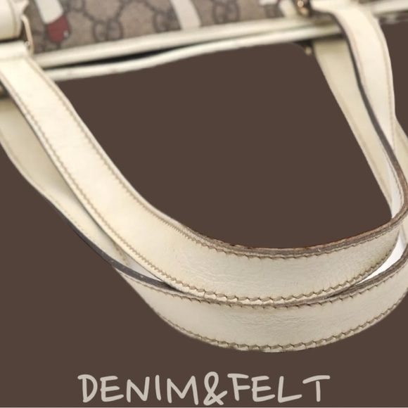 GUCCI Beige/Cream The Boot Pattern GG Plus Monogram Canvas/Leather Tote Bag 👢👢 - Picture 8 of 16